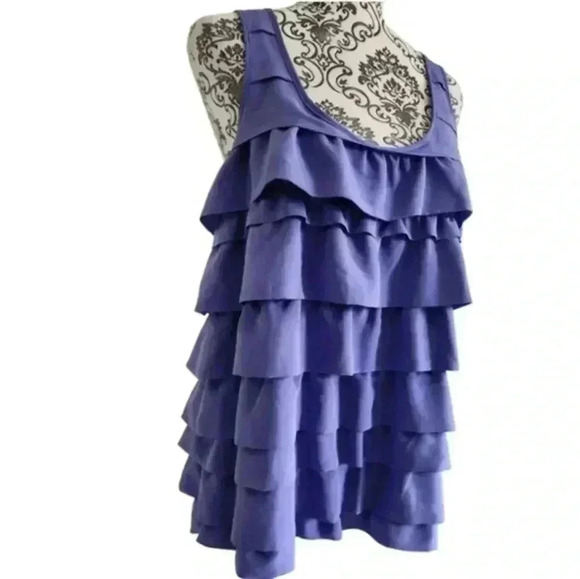Aritzia x Central Park West Tank Top Tiered Ruffles  Blue Purple Women's size L - Picture 5 of 11